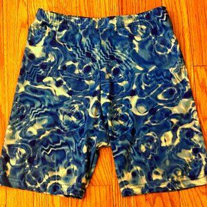 VALS Women's Unique Blue Tie Dye Spandex Bike/Athletic Shorts ~ Sz M